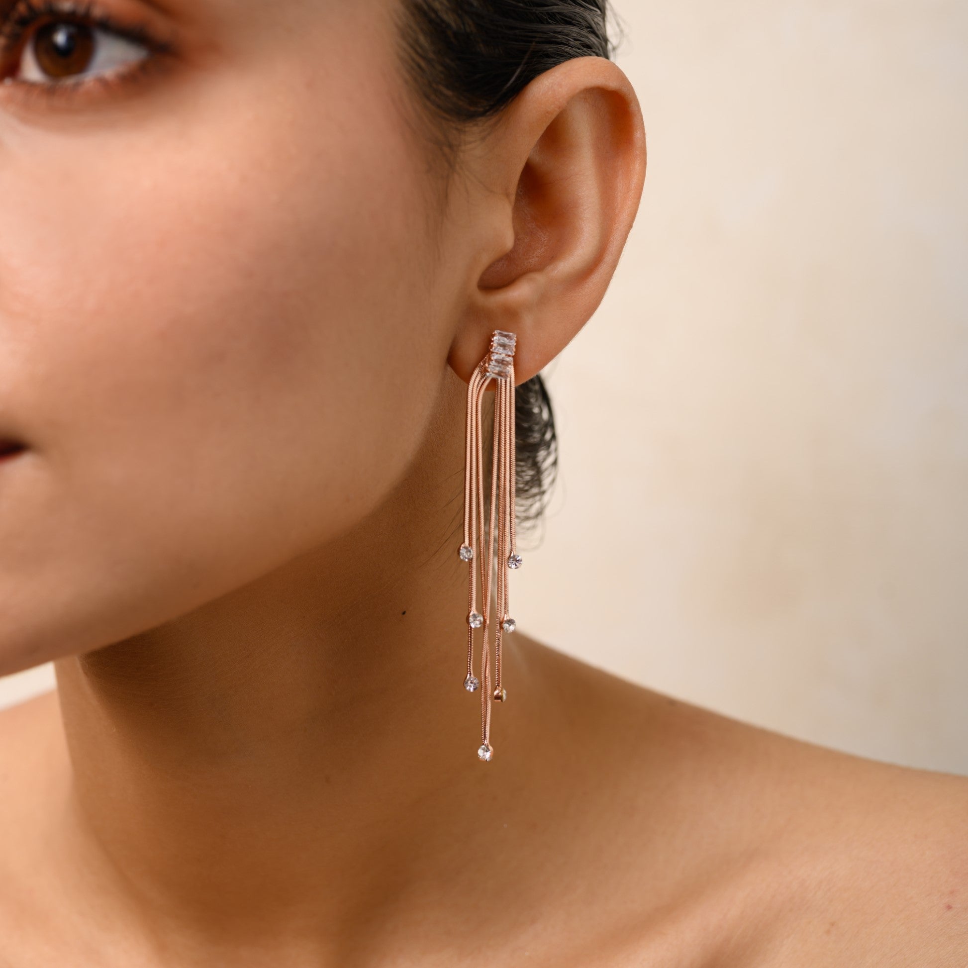 CRYSTAL DROP LONG EARRINGS