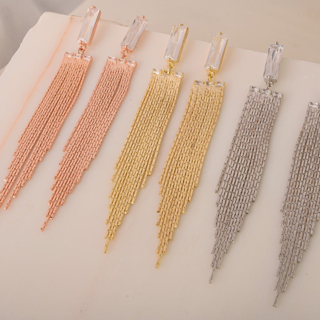 BIG CRYSTAL TASSEL EARRINGS