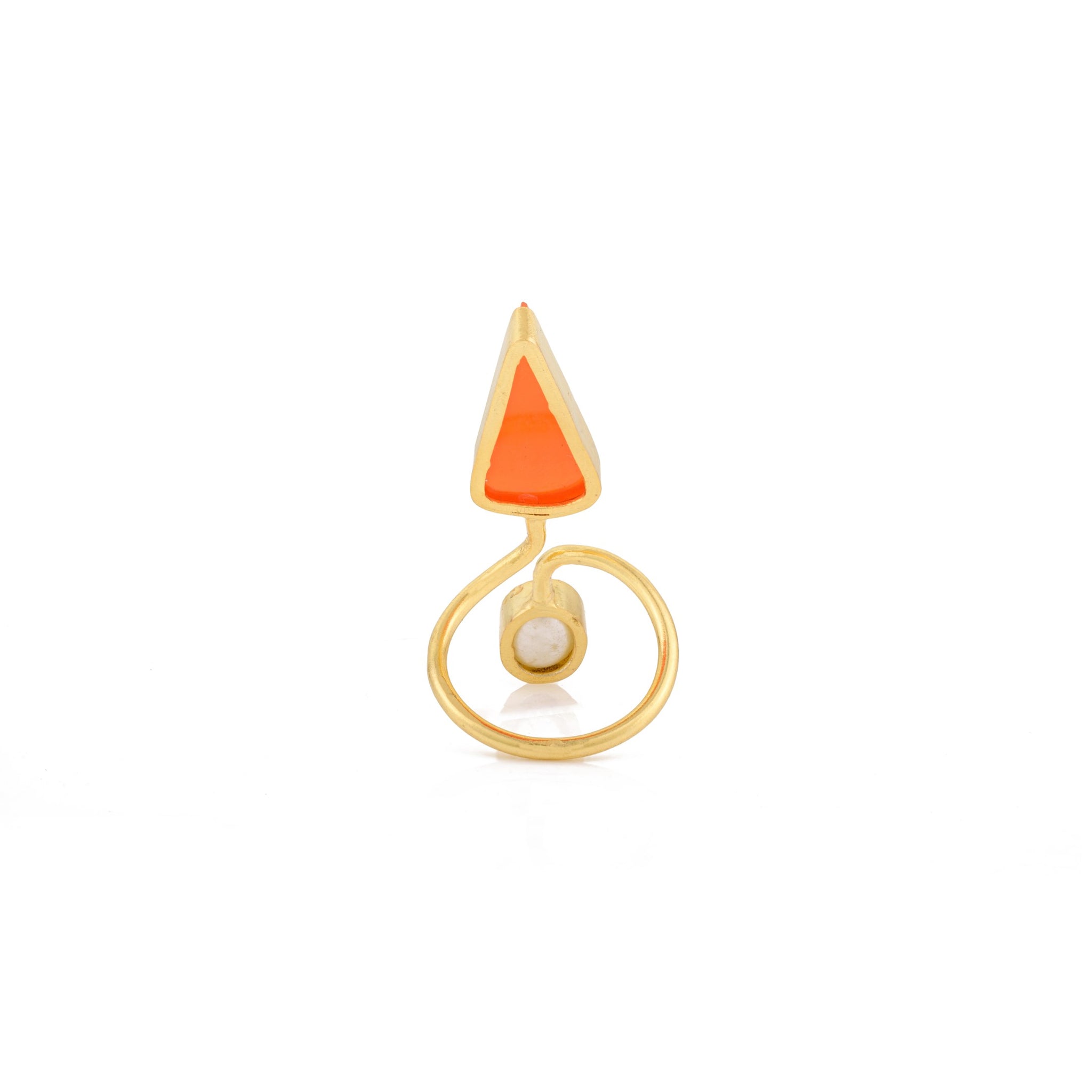 Artistic Design Ring With Pearl & Orange Stone