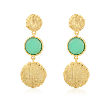 TEXTURED EARRING WITH GREEN GEMSTONE